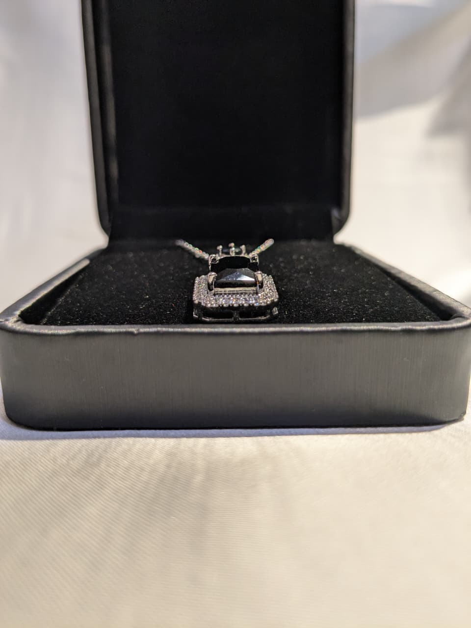 Black Emerald Cut Pendant Necklace for Women | Elegant Silver-Tone Jewelry – Juvella